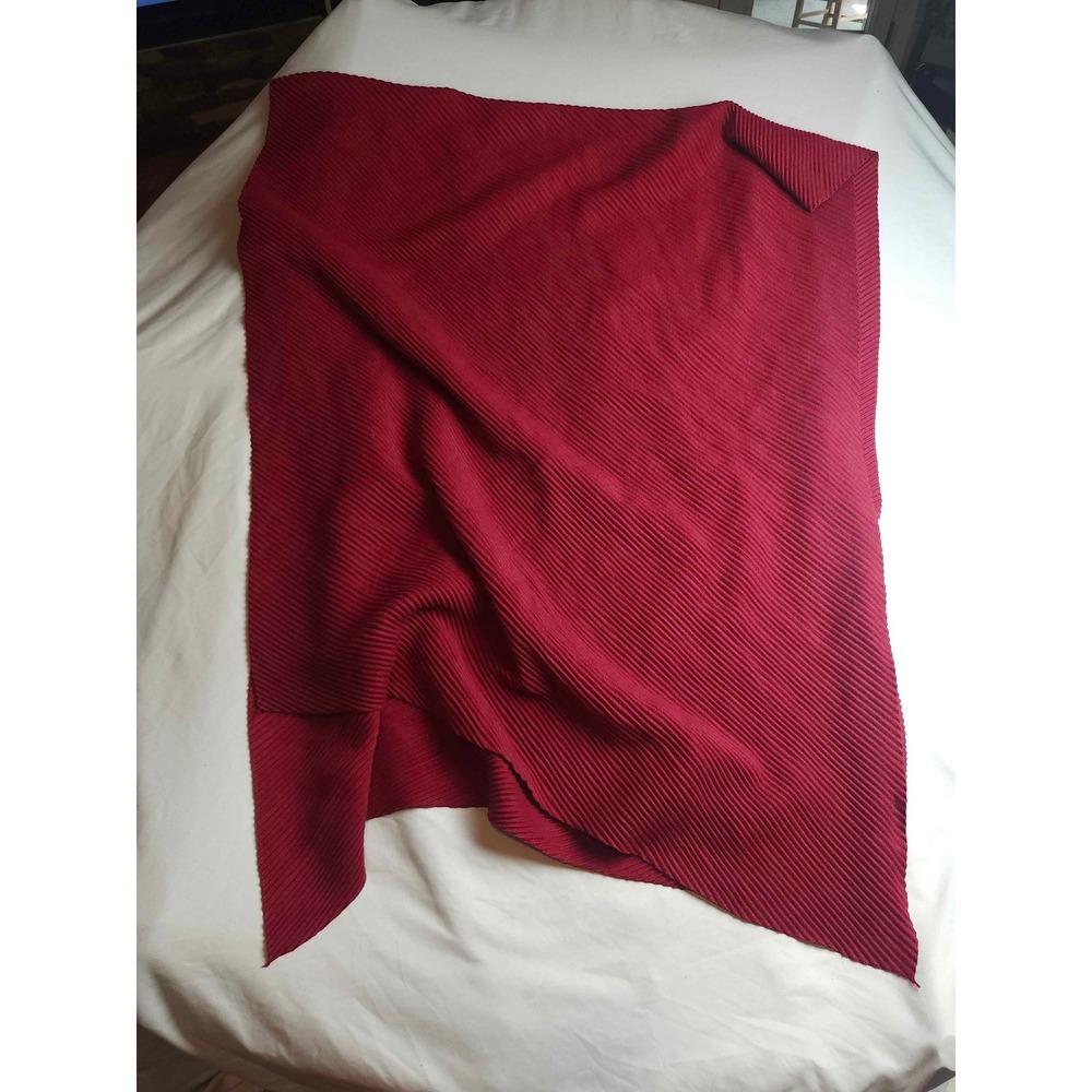 Anne Klein Burgundy Red Micro Pleated Wrap‎ Shawl Scarf Rectangle